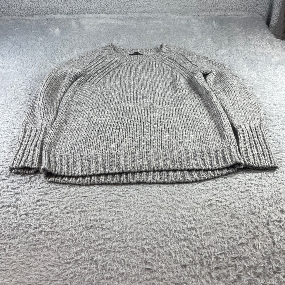 Ann Taylor Mens Gray Chunky Knit Wool Blend Raglan Crewneck Sweater Size M